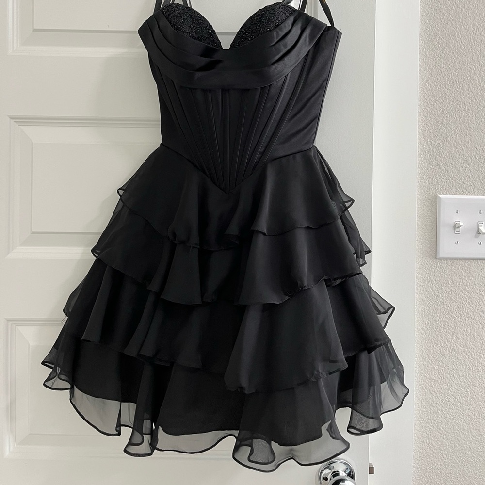 Elegant Black Tiered Dress
